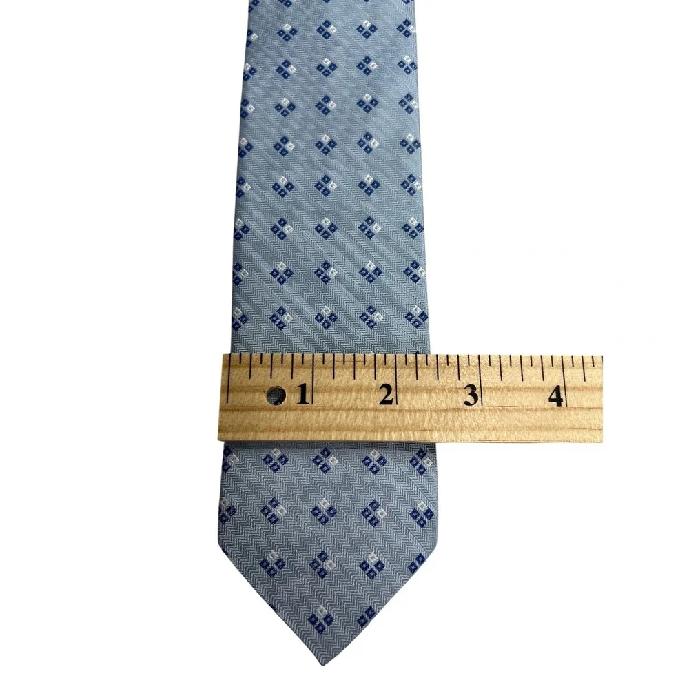 Brooks‎ Brothers Tie Men OS Blue Geometric Silk Red Fleece Herringbone USA B48